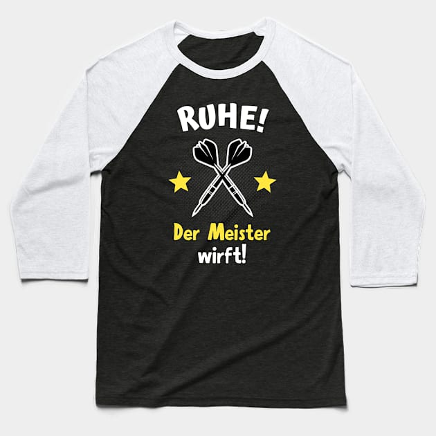 Darts Lustiger Spruch Meister Dartpfeile Baseball T-Shirt by Foxxy Merch